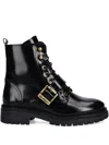 Barbour Buckle Lace-up Boots In Black