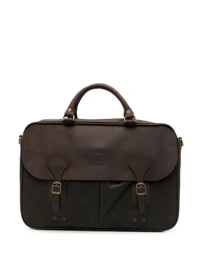 Barbour Buckle-fastening Briefcase In Brown