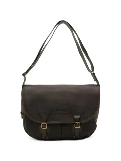 Barbour Buckle-fastening Leather Messenger Bag In Black
