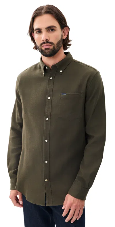 Barbour Buckley Herringbone Button Down Shirt Sage