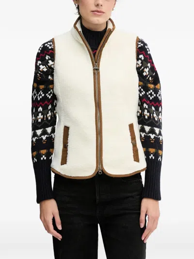 Barbour Burford Corduroy Trim Fleece Vest In White