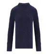 Barbour Burne Roll Blue Turtleneck Sweater In Blue