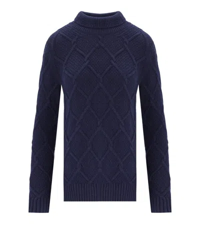 BARBOUR BARBOUR BURNE ROLL BLUE TURTLENECK JUMPER