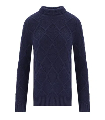 BARBOUR BARBOUR BURNE ROLL BLUE TURTLENECK SWEATER
