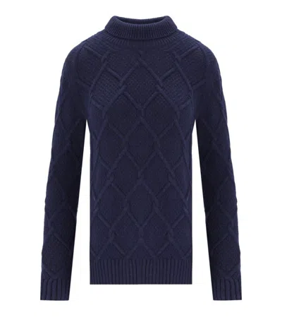 Barbour Burne Roll Blue Turtleneck Sweater