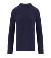 Barbour Burne Roll Blue Turtleneck Sweater In Blue