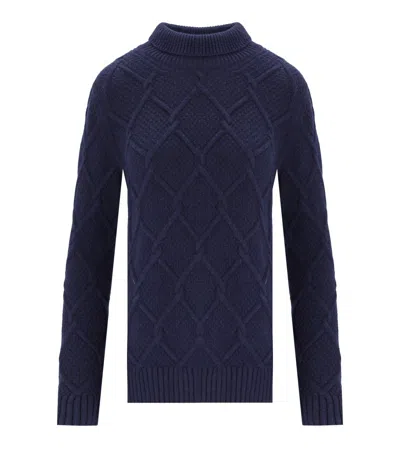 Barbour Burne Roll Blue Turtleneck Sweater
