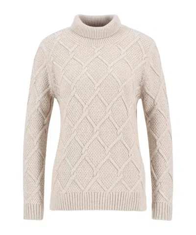 Barbour Burne Roll Neck Jumper In Neutral