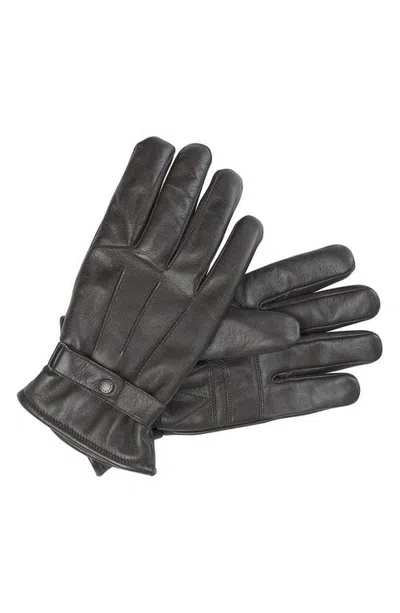 Barbour Burnished Leather Gloves In Black