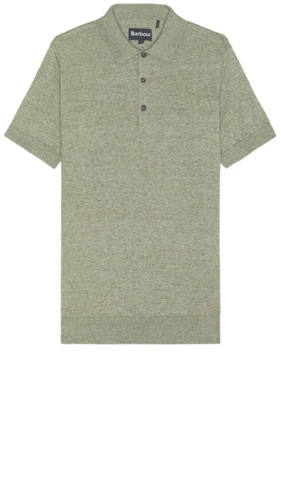 Barbour Buston Knit Polo In Dusty Green