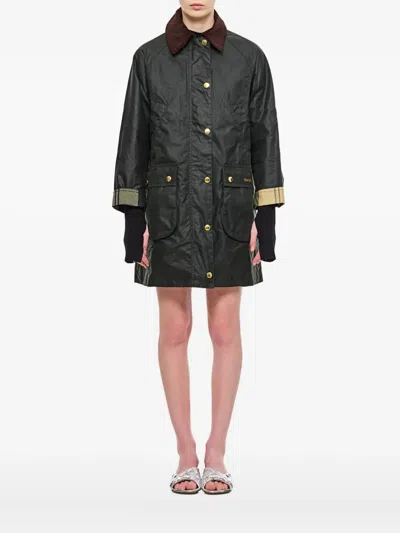 Barbour Button-cotton Coat In Black