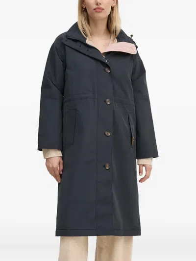 Barbour Button Hooded Coat In Blue