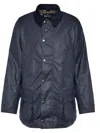 Barbour Button-up Coat With Corduroy Collar In Blue