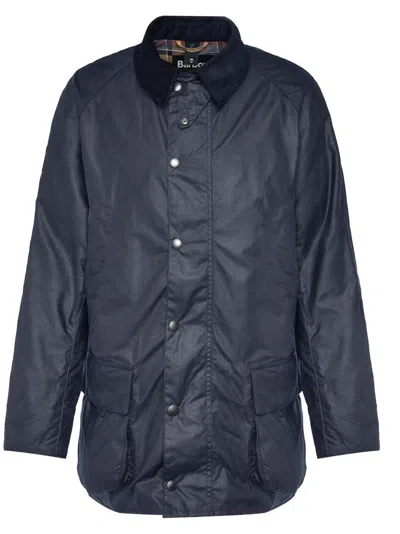 Barbour Button-up Coat With Corduroy Collar In Blue