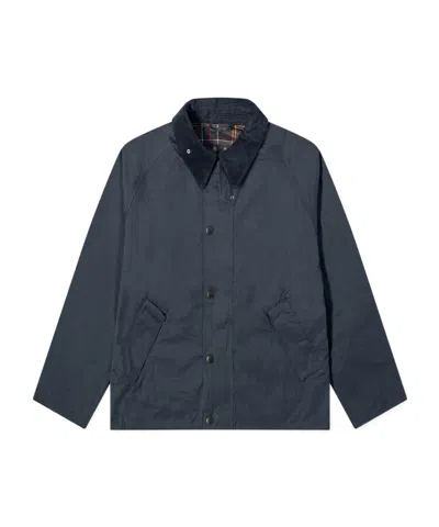 Barbour Buttoned Collared Coat In Blue