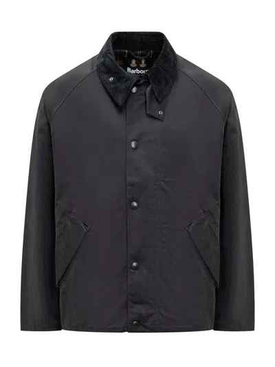 Barbour Buttoned Collared Coat In Blue