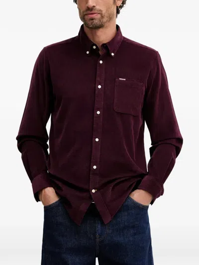 Barbour Buttoned Corduroy Shirt In Burgundy