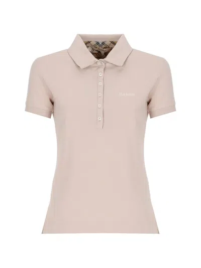 Barbour Buttoned Polo Top In Pink