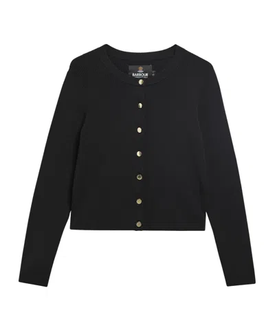 Barbour Button-front Knit Cardigan In Black