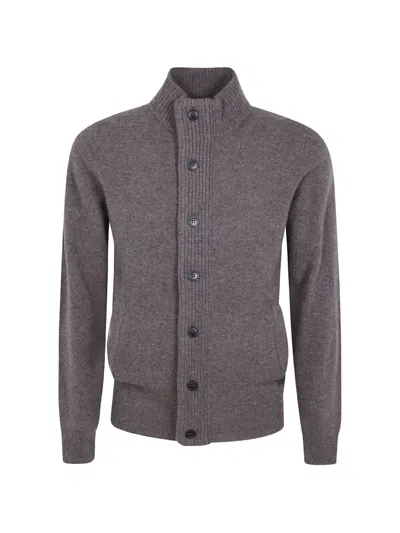 Barbour Button-up Elbow-patch Sweater In Brown