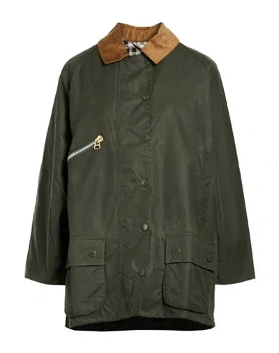 Barbour By Alexachung Woman Overcoat & Trench Coat Dark Green Size 12 Cotton, Polyester In Multi