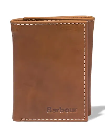 Barbour Bywell Stitched-leather Bi-fold Wallet In Brown