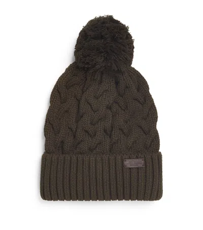 Barbour Cable-knit Gainford Beanie In Green