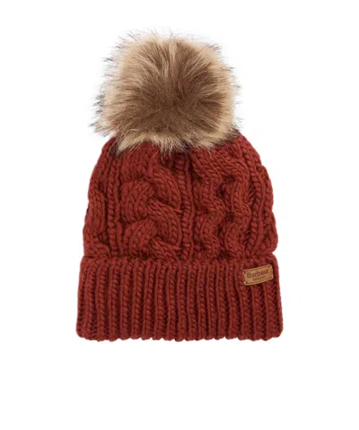 Barbour Cable-knit Beanie In Red