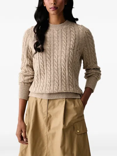 Barbour Cable-knit Crew-neck Sweater In Brown