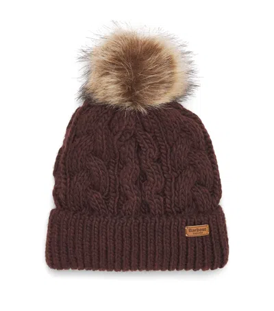 Barbour Cable-knit Penshaw Beanie In Brown