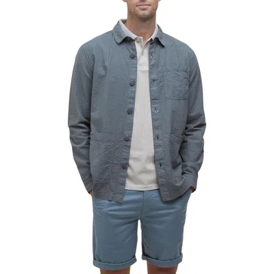 Barbour Callercove Cotton Seersucker Button-up Overshirt In Vintage Teal