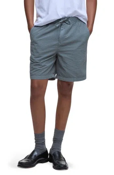 Barbour Callercove Flat Front Cotton Seersucker Shorts In Blue
