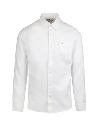 Barbour Camicia Botton Down In Misto Lino In White