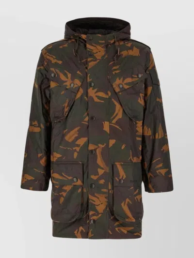 BARBOUR CAMOUFLAGE COTTON JACKET HOODED