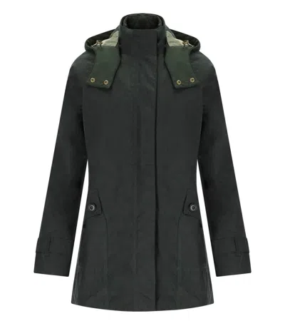 Barbour Cannich Wax Green Hooded Jacket In Blue