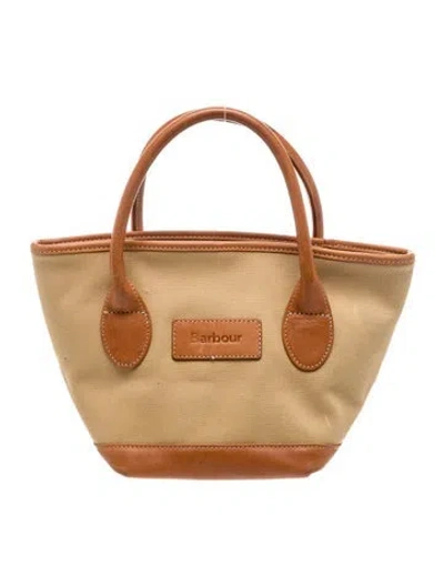 Pre-owned Barbour Canvas Top Handle Bag In Neutral