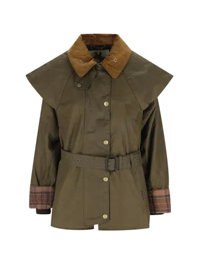 Barbour Cape-style Waxed Jacket In Green