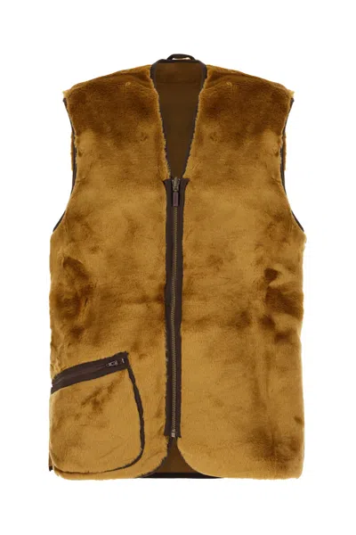 Barbour Caramel Acrylic Blend Reversible Vest In Brown
