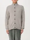 Barbour Fine Knit Wool Zip-through Sweater With High Neck And Button Closure In Charcoal