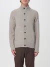 Barbour Fine Knit Wool Zip-through Sweater With High Neck And Button Closure In Gray