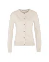Barbour Cotton-cashmere Blend Cardigan With Tartan Accents In Beige