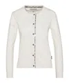 Barbour Cotton-cashmere Blend Cardigan With Tartan Accents In White