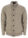 Barbour Cardigan With Zip And Buttons In Stone