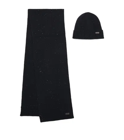 Barbour Carlton Beanie And Scarf Gift Set In Blue