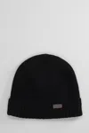 Barbour Carlton Beanie Hats In Black Wool In Black