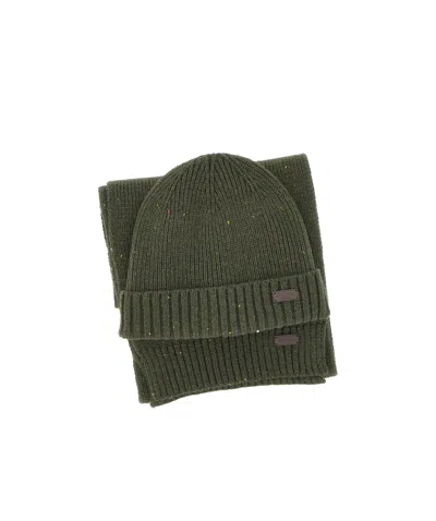 Barbour Carlton Beanie  Scarf Set In Green