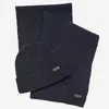 Barbour Mens Navy Carlton Fleck Wool-blend Beanie And Scarf Gift Set In Blue