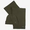 Barbour Mens Olive Carlton Fleck Wool-blend Beanie And Scarf Gift Set In Green