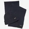 Barbour Carlton Fleck Hat And Scarf Gift Set In Blue