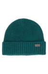 Barbour Carlton Fleece Lined Wool Blend Beanie In Ever Green
